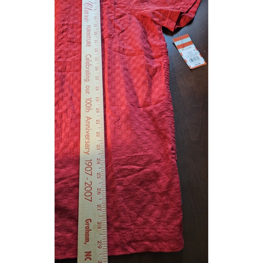 Cat‎ & Jack Boys XXL 16/18 Husky Red Checkered Textured Cotton Button-Up NWT - Picture 5 of 6